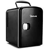 AstroAI Mini Fridge 4 Liter/6 Can Mini Frigo AC/DC Portable Thermoelectric Cooler and Warmer for Skincare, Foods, Medications, Cosmetics, Home and Travel Gift, Black, Cadeau，Valentine's Day present